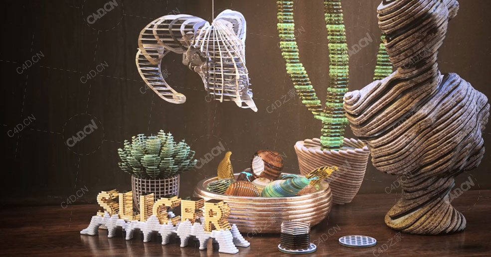 三维模型等高线样条曲线挤压切片切割C4D插件 RocketLasso Slicer v1.0 - C4D之家 - 20210831_Rocket_Lasso_Splicer.jpg