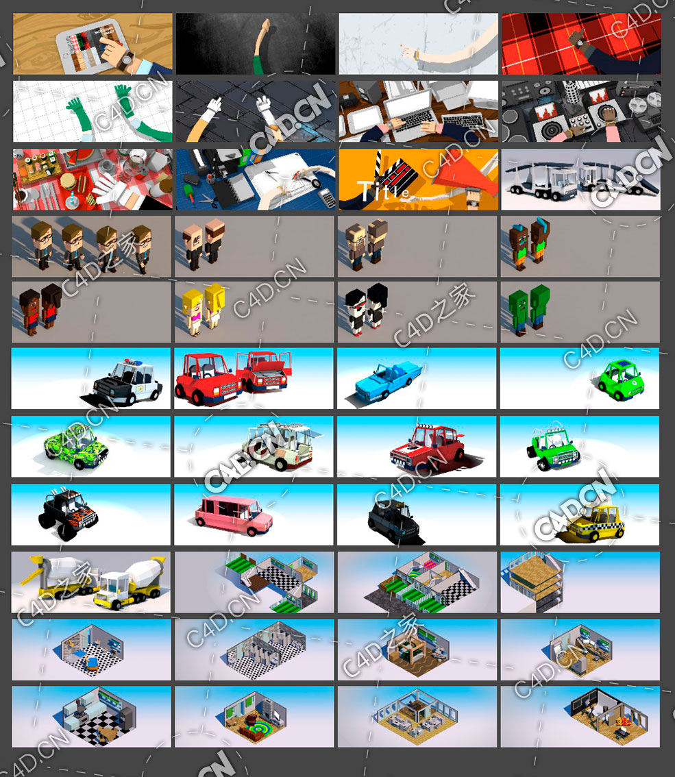 低面像素人物生活场景元素模型合集The Pixel Lab-Low Poly Explainer Pack For C4D - C4D之家 - cinema4d_-2021-11-16-18.28.24.jpg