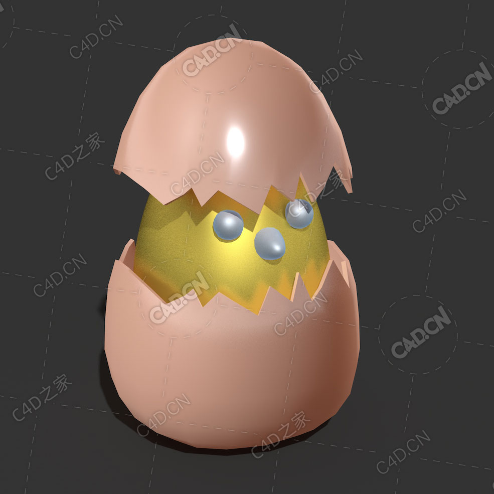 蛋壳里的小鸡卡通角色Chicken-in-Egg - C4D之家 - Untitled.jpg