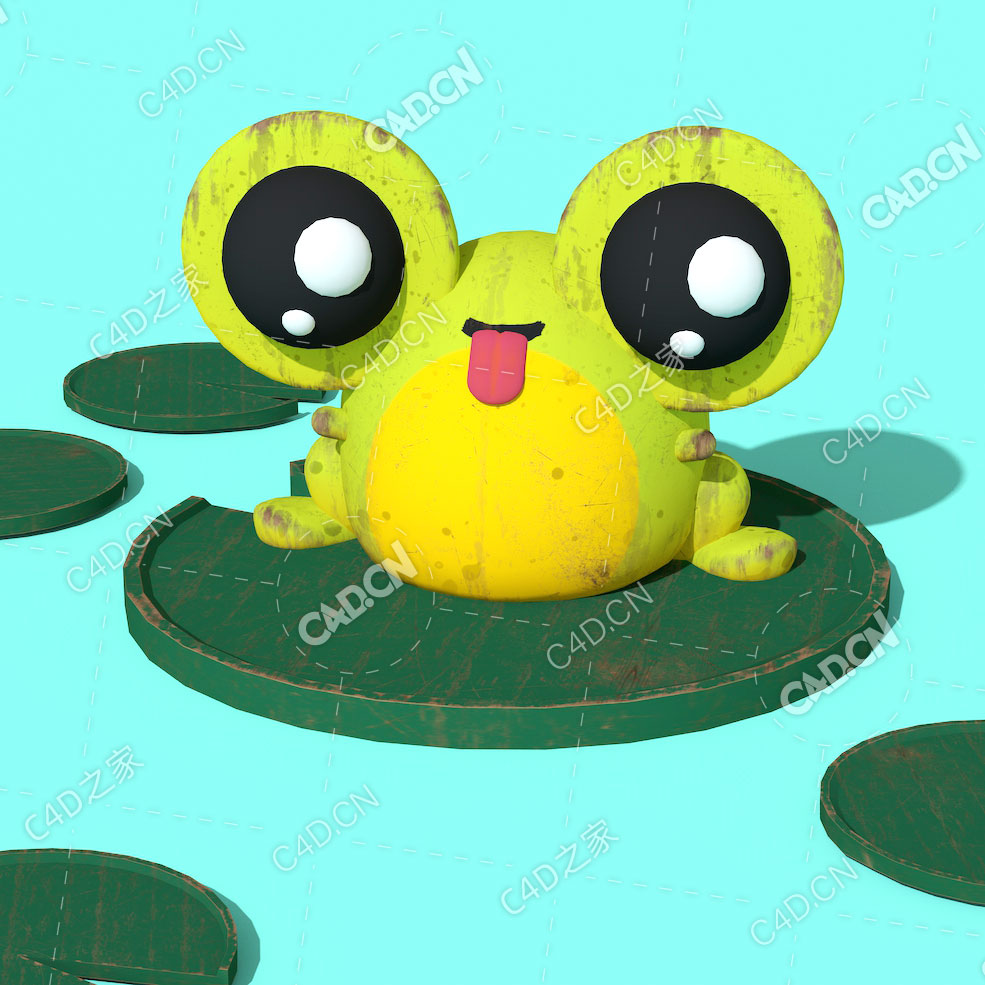 荷叶上的小青蛙卡通角色模型Frog E-Pond Finished