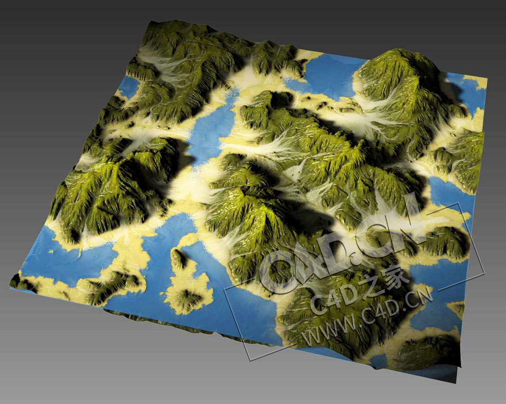 三维山脉河流地形模型Fluvial