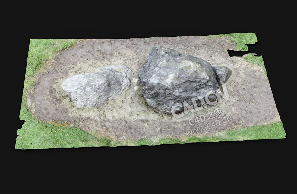 公园草坪里石头3D扫描模型Rock