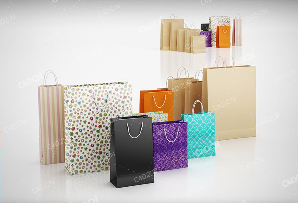 购物纸袋手提袋 Paper shopping bags - C4D之家 - 18.jpg