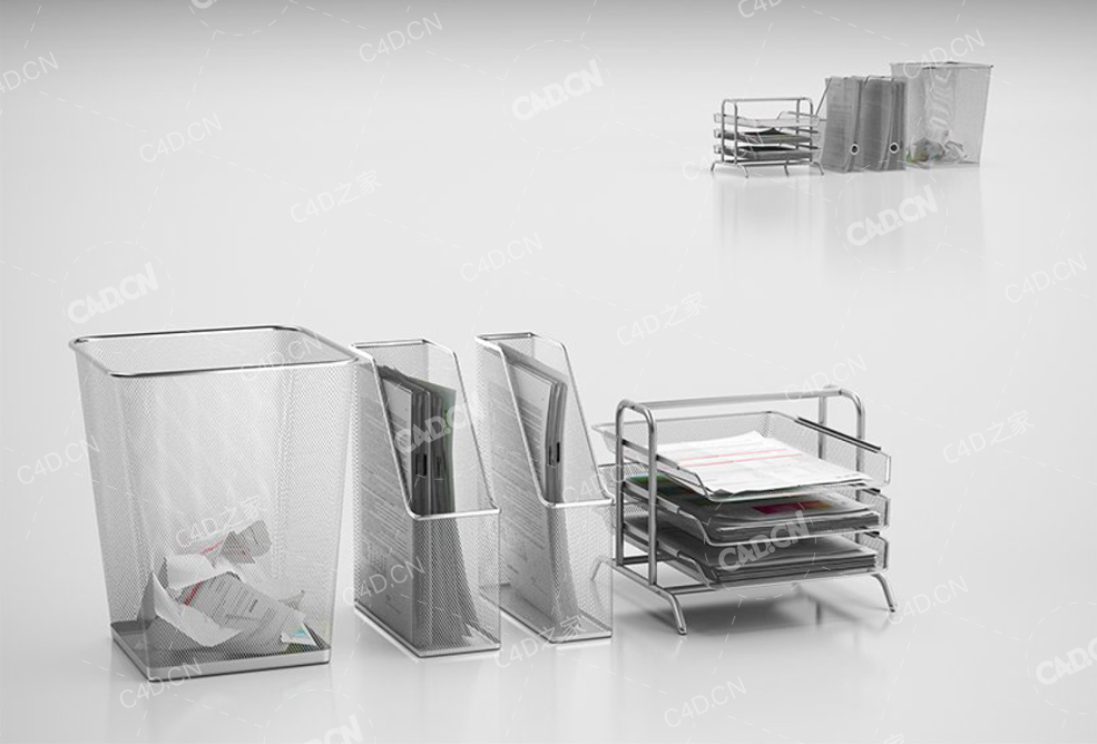 办公文件架文件筐垃圾桶 office asset - C4D之家 - 17.jpg