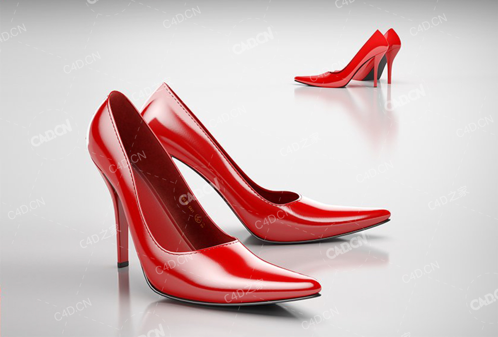 红色女性高跟鞋 high heels - C4D之家 - 26.jpg