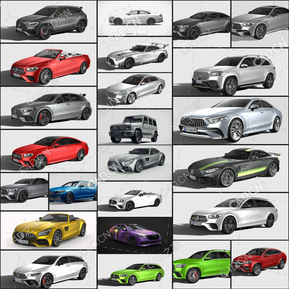 24辆奔驰2019-2022款汽车车型模型合集Mercedes-Benz Car Collection