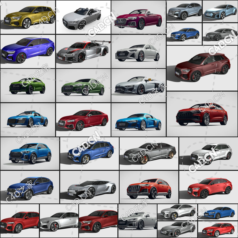 34辆奥迪汽车2019-2022款车型模型合集Audi Car Collection