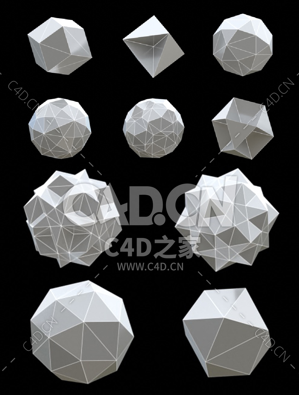 10个低面多面体模型POLYHEDRAL PACK - C4D之家 - Untitled_Artwork-5.jpg