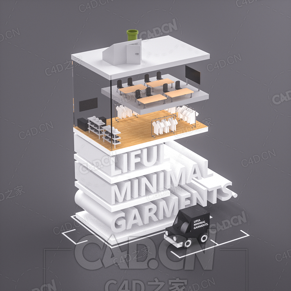 卡通字母楼房海报素材C4D卡通楼房模型 - C4D之家 - 18.jpg