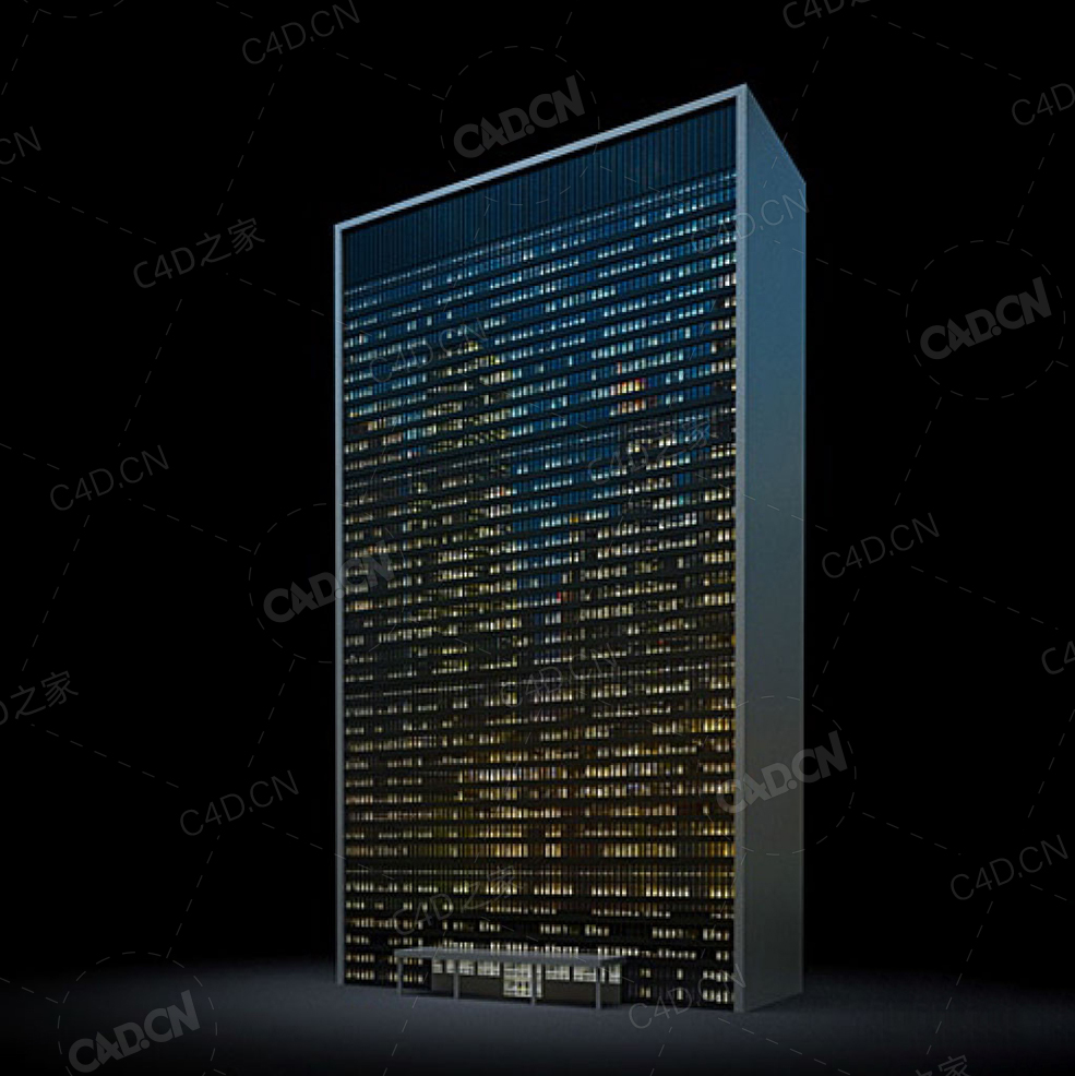 夜间摩天大楼办公楼写字楼C4D模型 Archmodels Vol.103_Night Skyscrapers - model-02 - C4D之家 - 02.jpg