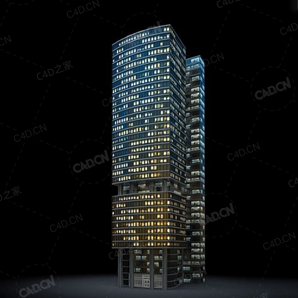 夜间摩天大楼办公楼写字楼C4D模型 Archmodels Vol.103_Night Skyscrapers - model-05 - C4D之家 - 05.jpg