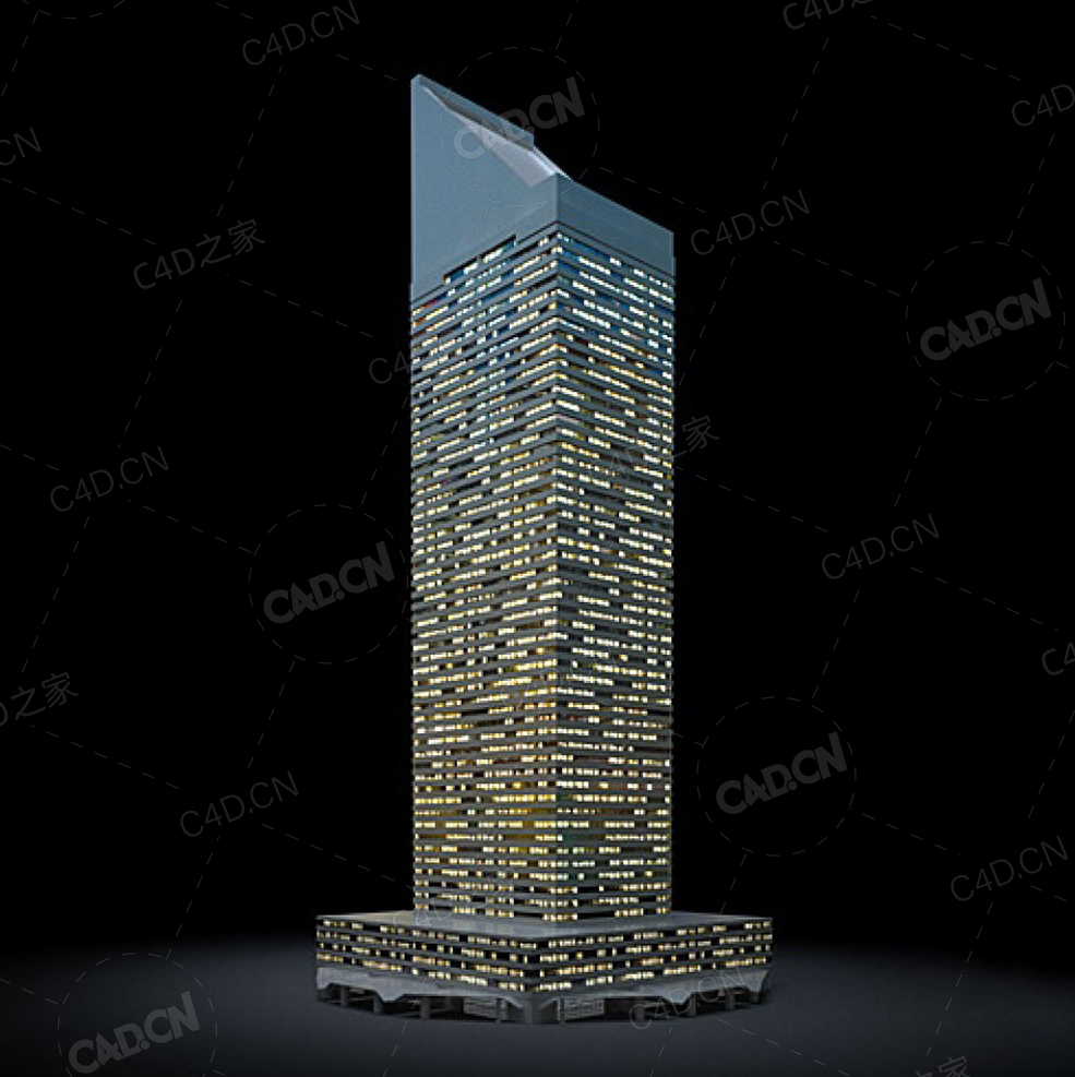 夜间摩天大楼办公楼写字楼C4D模型 Archmodels Vol.103_Night Skyscrapers - model-04 - C4D之家 - 04.jpg