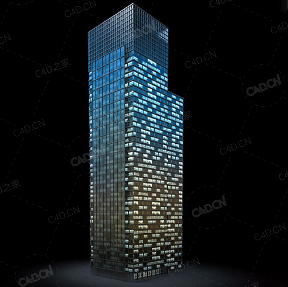 夜间摩天大楼办公楼写字楼C4D模型 Archmodels Vol.103_Night Skyscrapers - model-01 - C4D之家 - 01.jpg