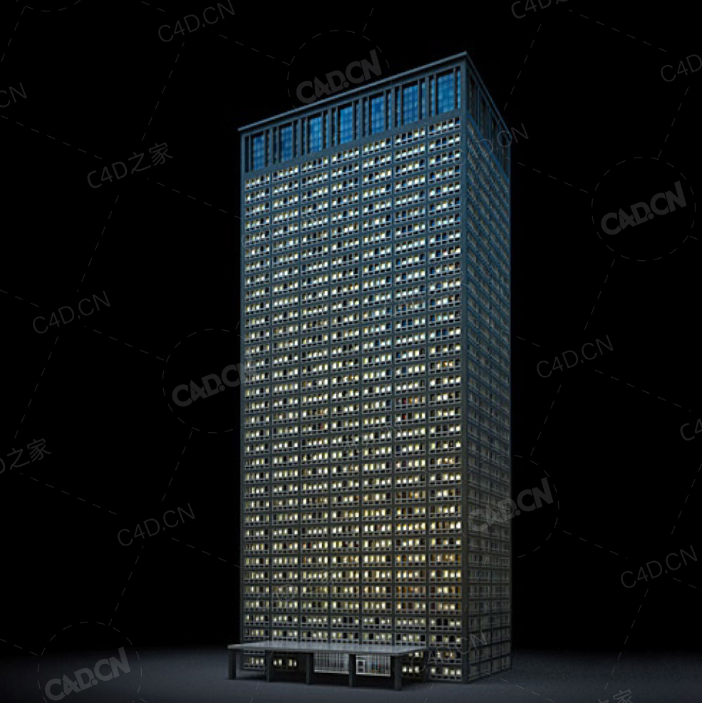 夜间摩天大楼办公楼写字楼C4D模型 Archmodels Vol.103_Night Skyscrapers - model-06 - C4D之家 - 06.jpg