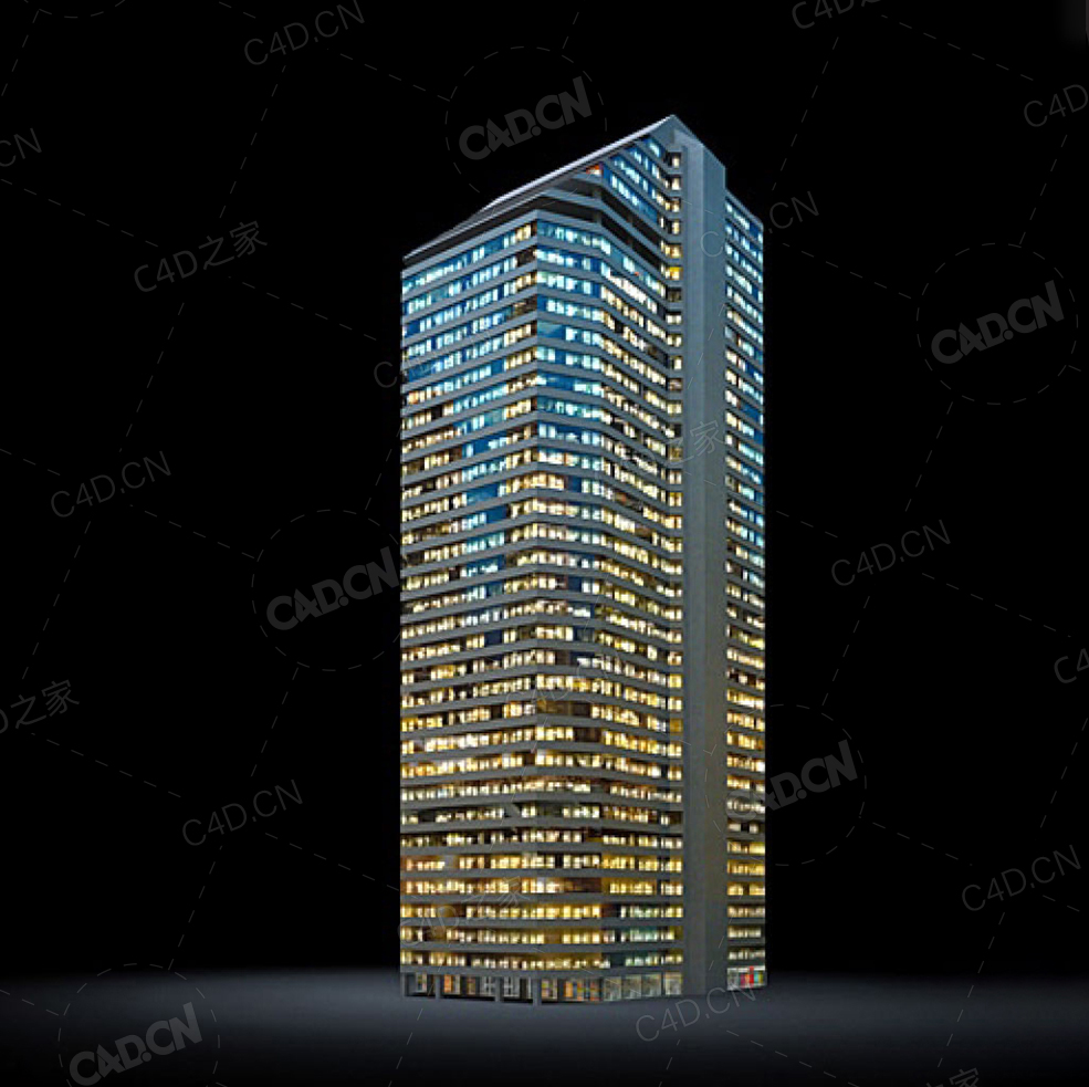 夜间摩天大楼办公楼写字楼C4D模型 Archmodels Vol.103_Night Skyscrapers - model-09 - C4D之家 - 09.jpg