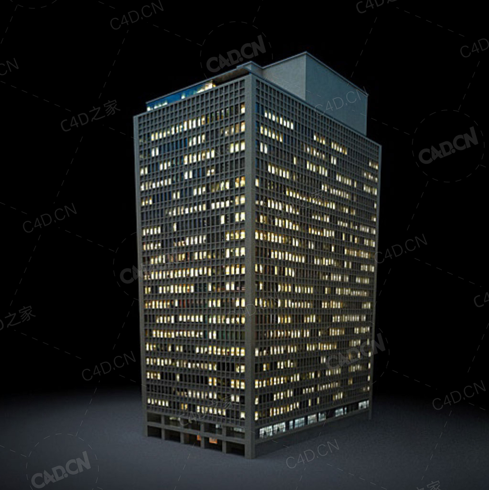 夜间摩天大楼办公楼写字楼C4D模型 Archmodels Vol.103_Night Skyscrapers - model-08 - C4D之家 - 08.jpg