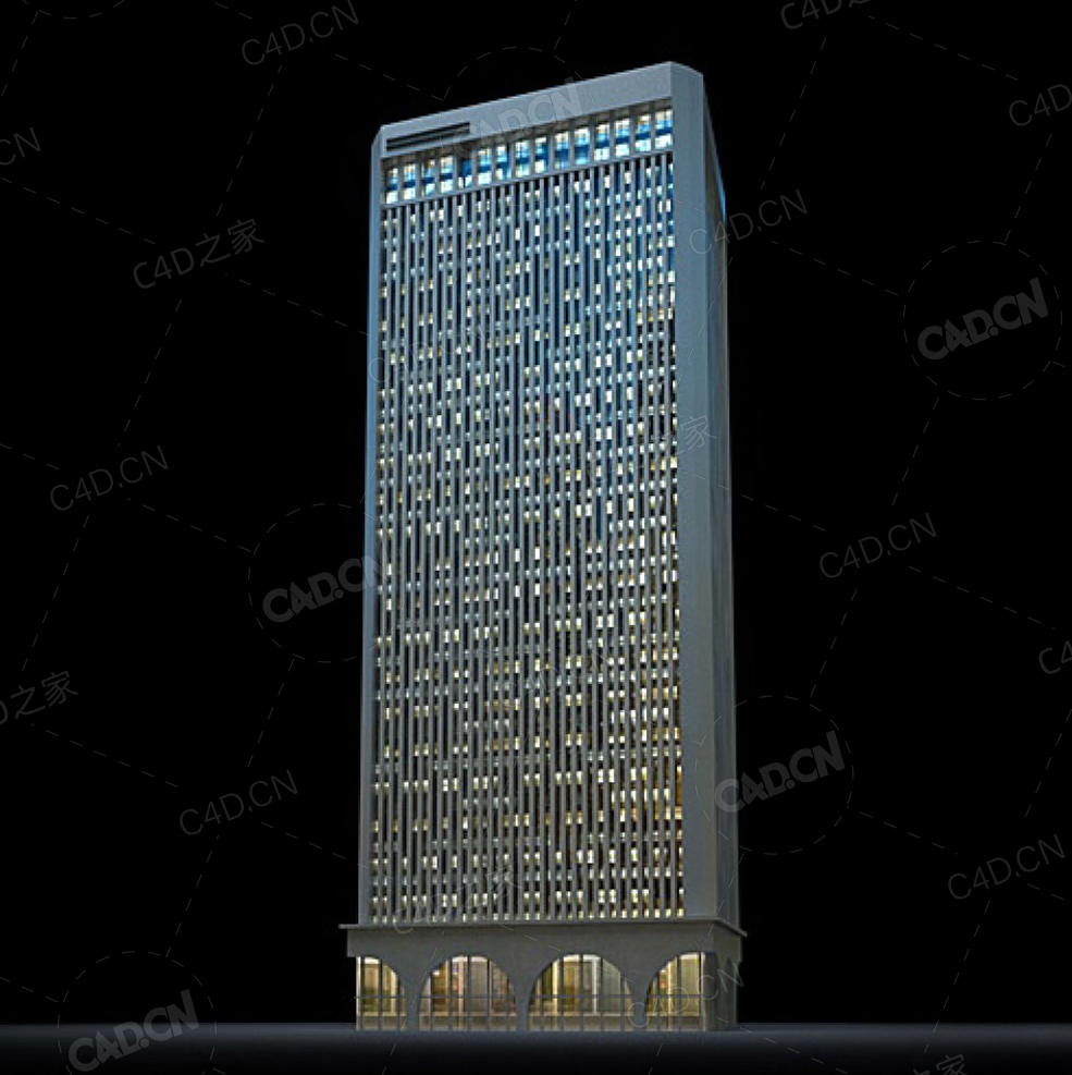 夜间摩天大楼办公楼写字楼C4D模型 Archmodels Vol.103_Night Skyscrapers - model-12 - C4D之家 - 12.jpg