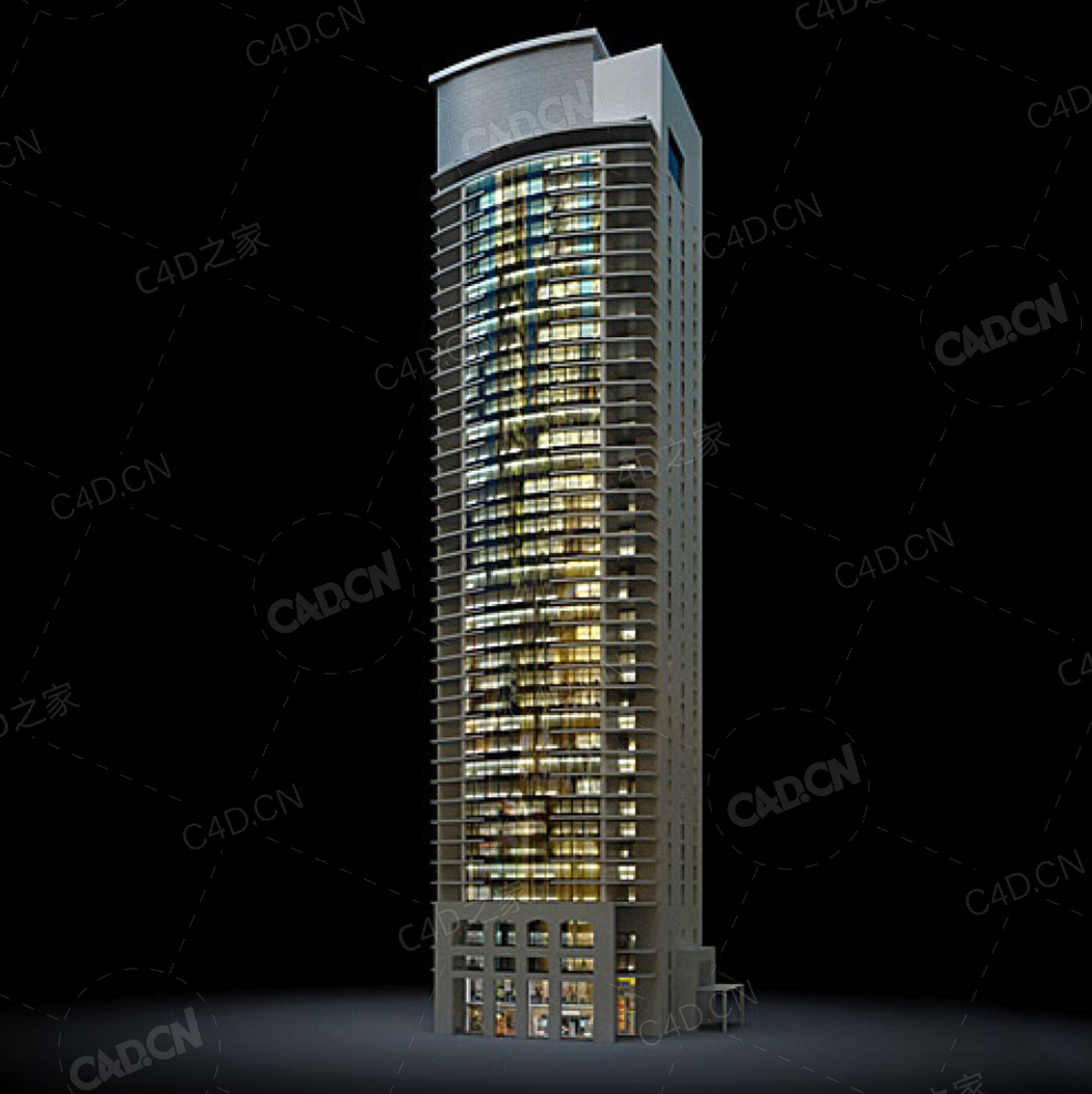 夜间摩天大楼办公楼写字楼C4D模型 Archmodels Vol.103_Night Skyscrapers - model-24 - C4D之家 - 24.jpg