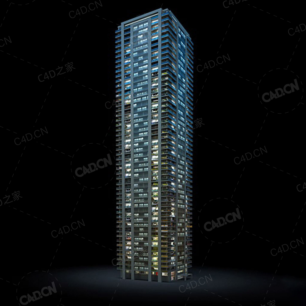 夜间摩天大楼办公楼写字楼C4D模型 Archmodels Vol.103_Night Skyscrapers - model-22 - C4D之家 - 22.jpg