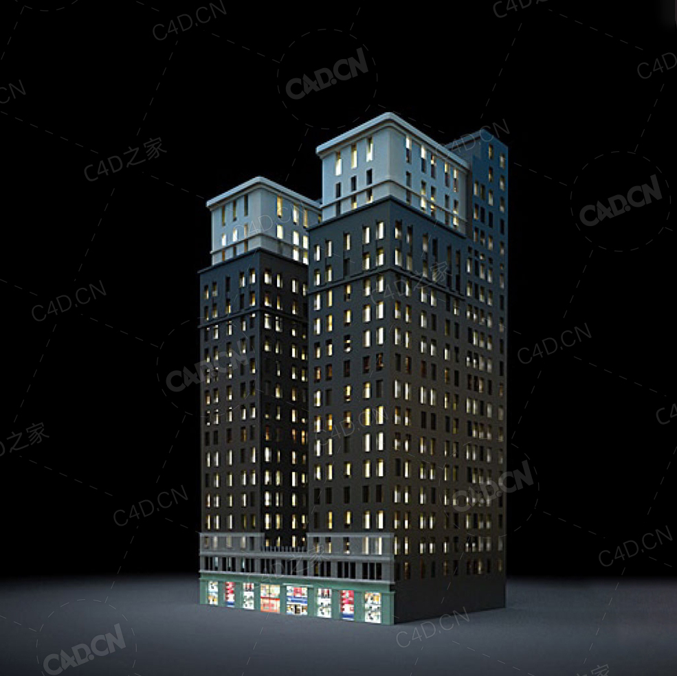 夜间摩天大楼办公楼写字楼C4D模型 Archmodels Vol.103_Night Skyscrapers - model-27 - C4D之家 - 27.jpg