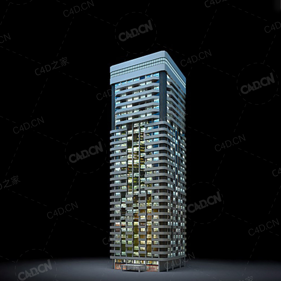夜间摩天大楼办公楼写字楼C4D模型 Archmodels Vol.103_Night Skyscrapers - model-23 - C4D之家 - 23.jpg