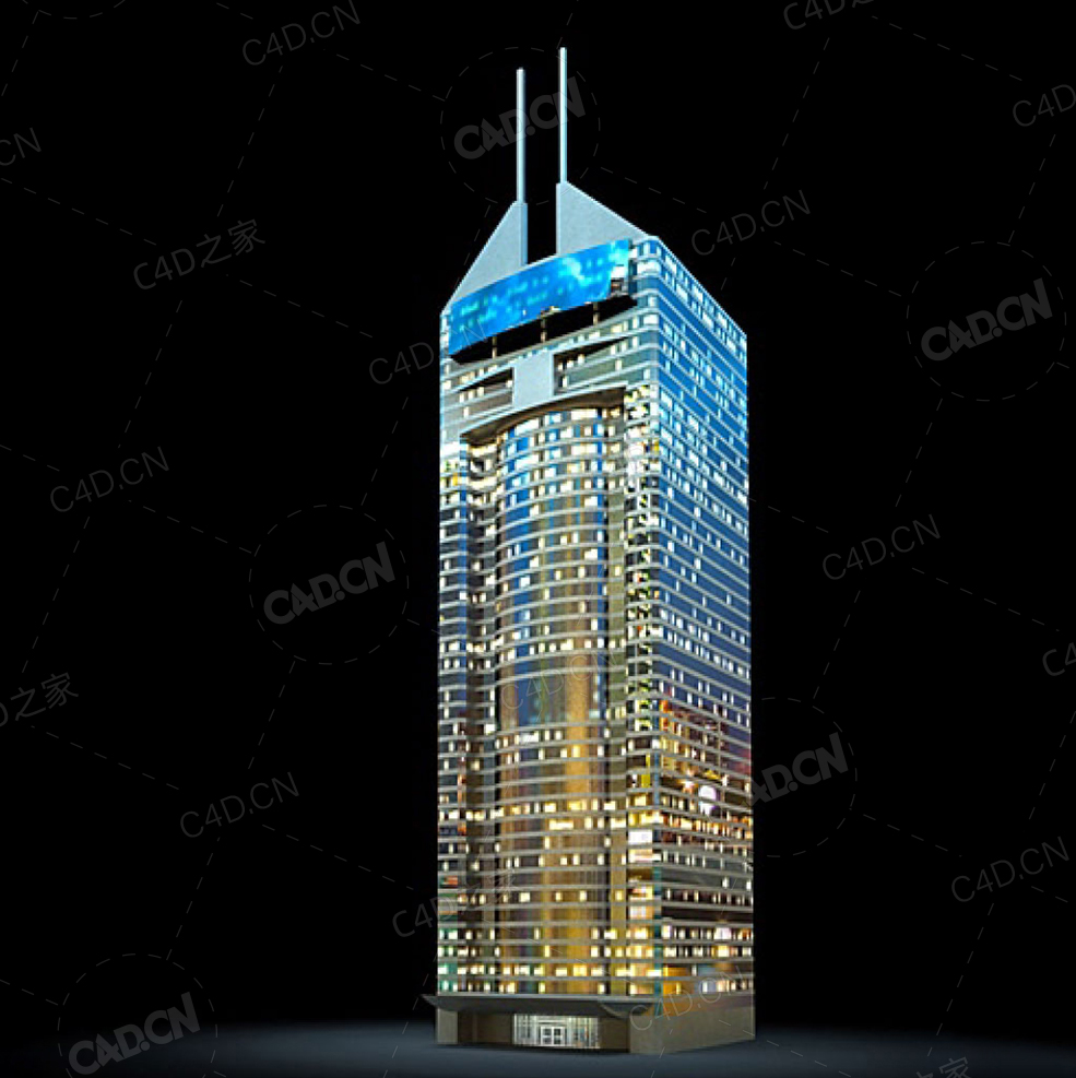 夜间摩天大楼办公楼写字楼C4D模型 Archmodels Vol.103_Night Skyscrapers - model-28 - C4D之家 - 28.jpg