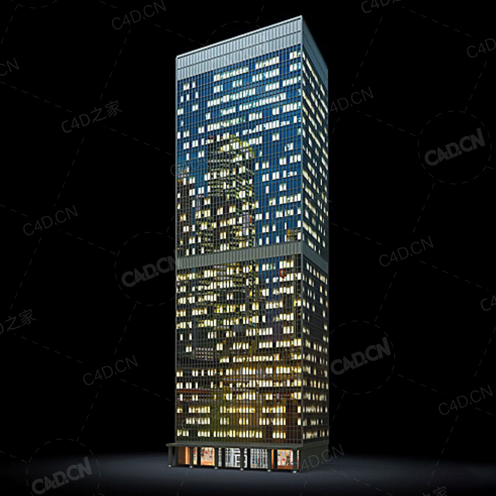 夜间摩天大楼办公楼写字楼C4D模型 Archmodels Vol.103_Night Skyscrapers - model-30 - C4D之家 - 30.jpg