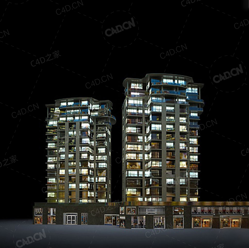 夜间摩天大楼办公楼写字楼C4D模型 Archmodels Vol.103_Night Skyscrapers - model-29 - C4D之家 - 29.jpg