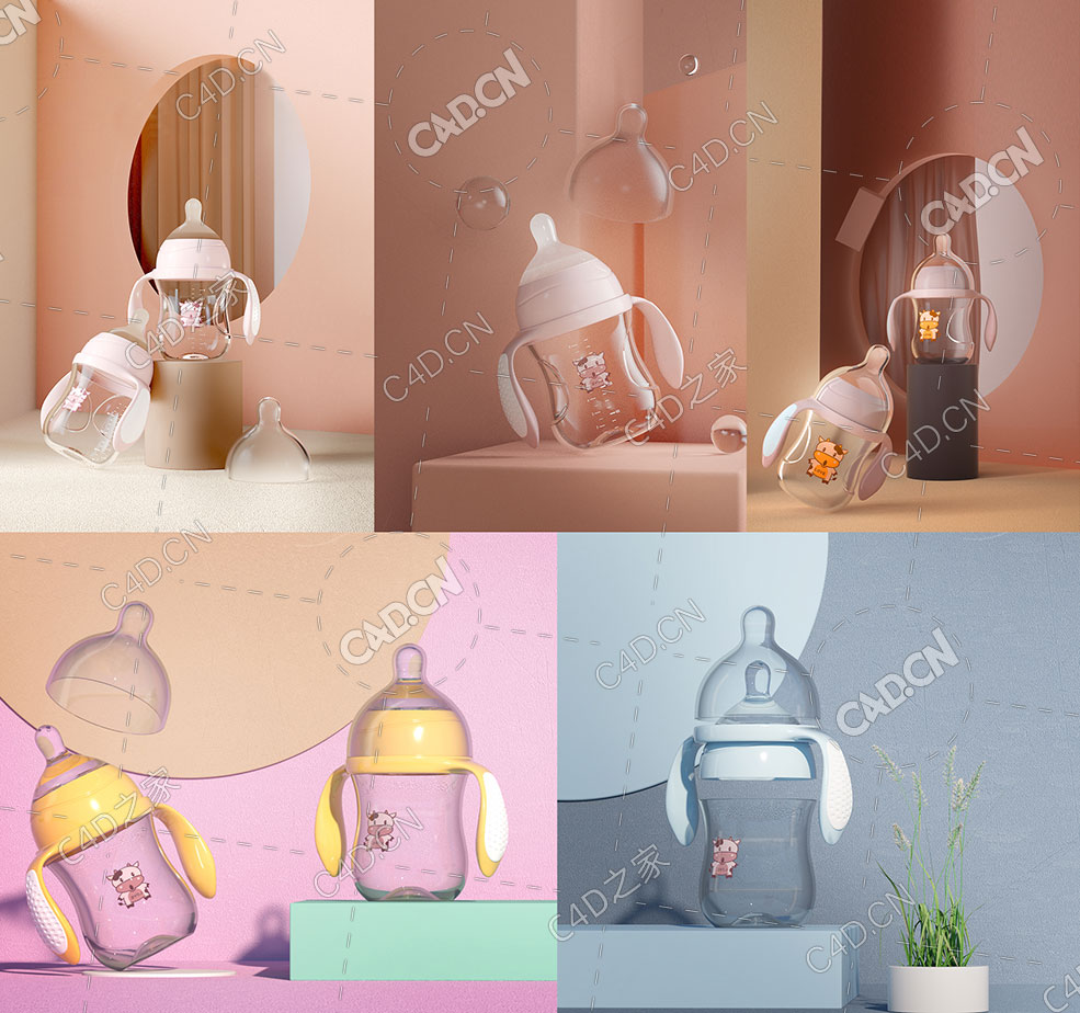 婴儿奶瓶模型Baby bottle - C4D之家 - l.jpg