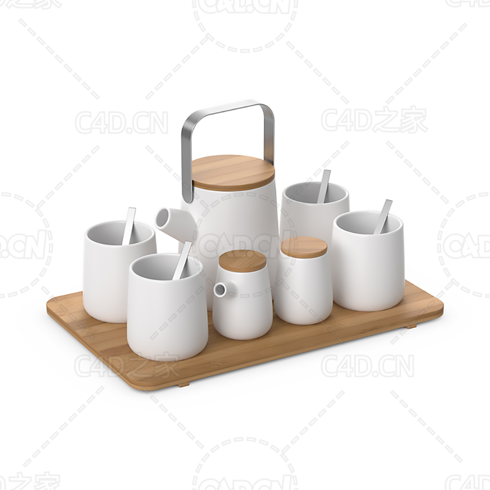 茶具套装茶壶茶杯 Kookii tea set - C4D之家 - 15.jpg