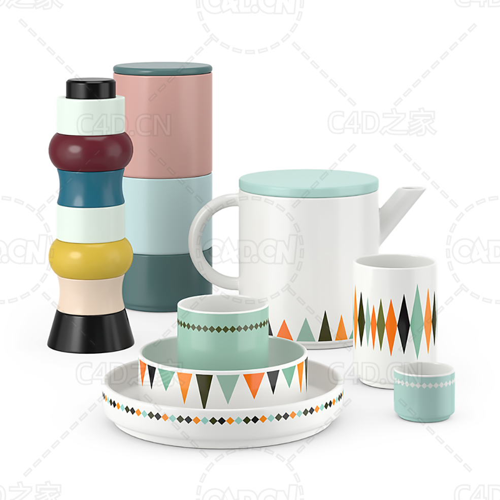 茶杯茶壶水杯晚餐套装 Ferm Living dinner set - C4D之家 - 11.jpg