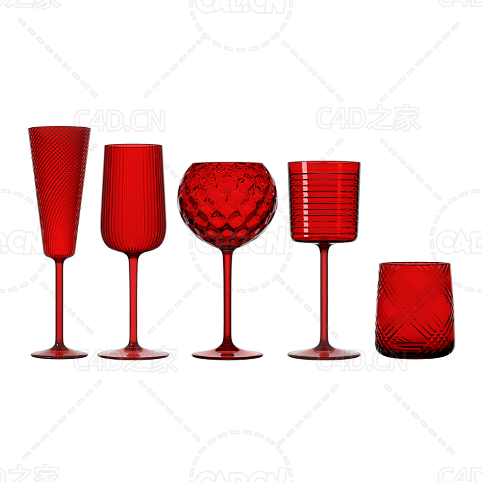 高脚酒杯 Set of glasses - C4D之家 - 14.jpg