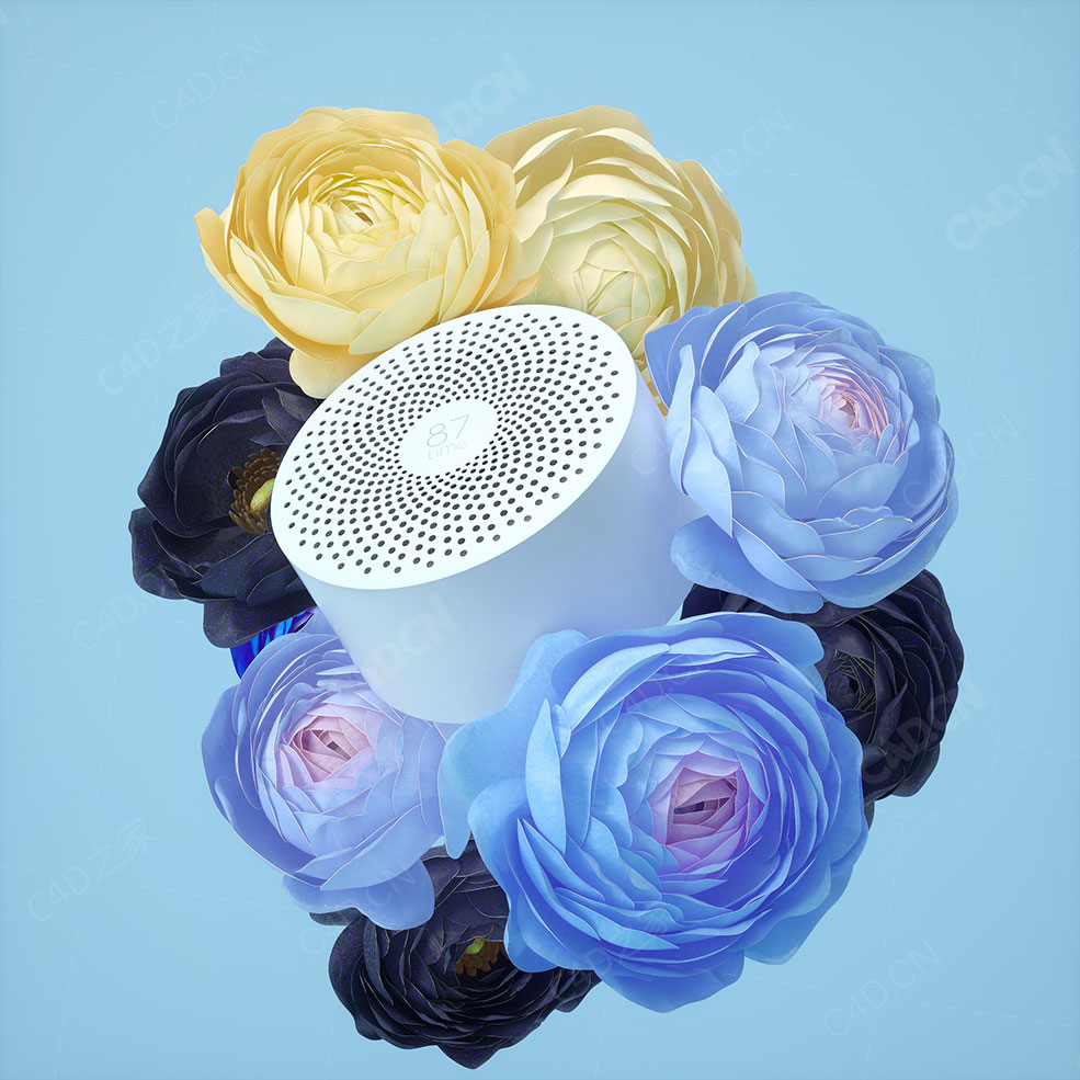 藏在花朵里的小米音响模型 - C4D之家 - 87_Mi音响.jpg