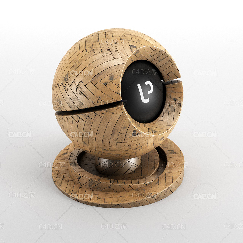 [CORONA渲染器材质] 磨损严重的实木地板材质球Herring Wood Floor