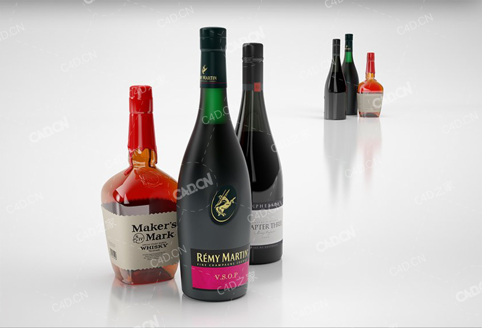 洋酒酒瓶玻璃瓶 alcohol bottles - C4D之家 - 37.jpg