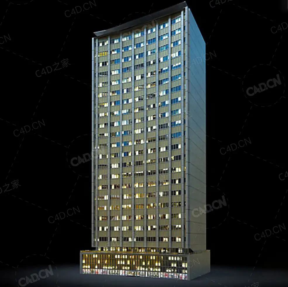 夜间摩天大楼办公楼写字楼C4D模型 Archmodels Vol.103_Night Skyscrapers - model-33 - C4D之家 - 33.jpg