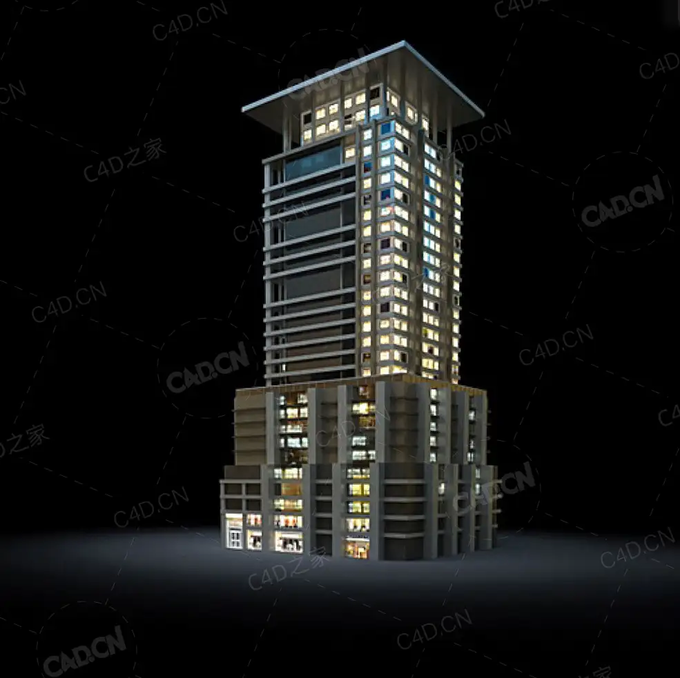 夜间摩天大楼办公楼写字楼C4D模型 Archmodels Vol.103_Night Skyscrapers - model-37 - C4D之家 - 37.jpg