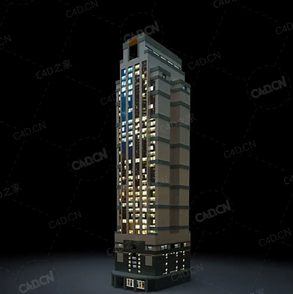 夜间摩天大楼办公楼写字楼C4D模型 Archmodels Vol.103_Night Skyscrapers - model-38 - C4D之家 - 38.jpg