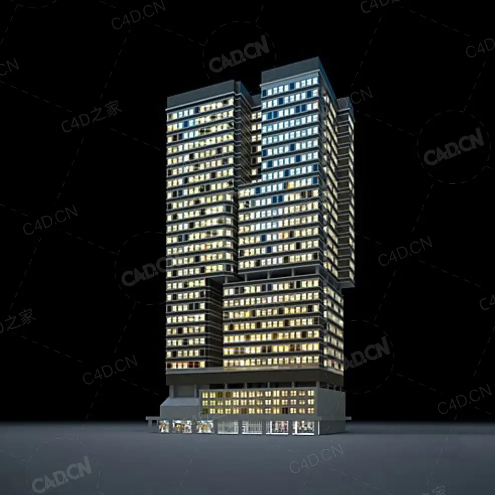 夜间摩天大楼办公楼写字楼C4D模型 Archmodels Vol.103_Night Skyscrapers - model-42 - C4D之家 - 42.jpg