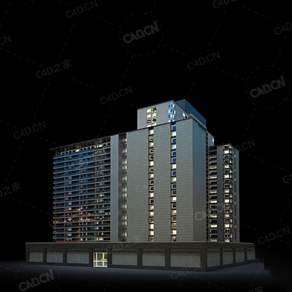 夜间摩天大楼办公楼写字楼C4D模型 Archmodels Vol.103_Night Skyscrapers - model-44 - C4D之家 - 44.jpg