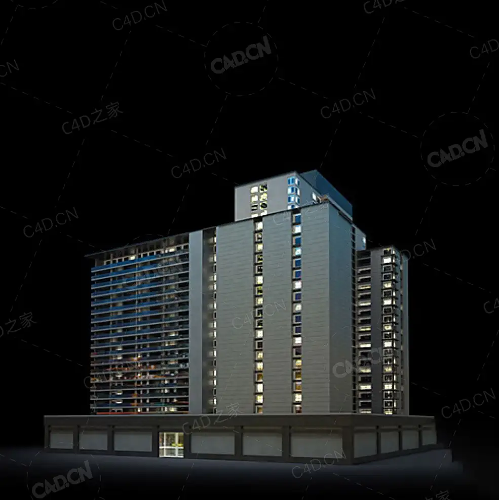 夜间摩天大楼办公楼写字楼C4D模型 Archmodels Vol.103_Night Skyscrapers - model-44 - C4D之家 - 44.jpg