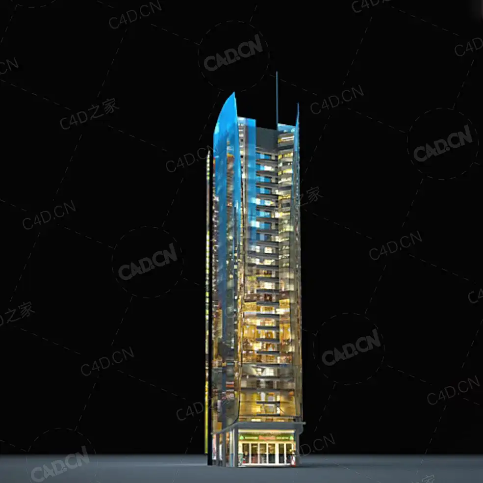 夜间摩天大楼办公楼写字楼C4D模型 Archmodels Vol.103_Night Skyscrapers - model-47 - C4D之家 - 47.jpg
