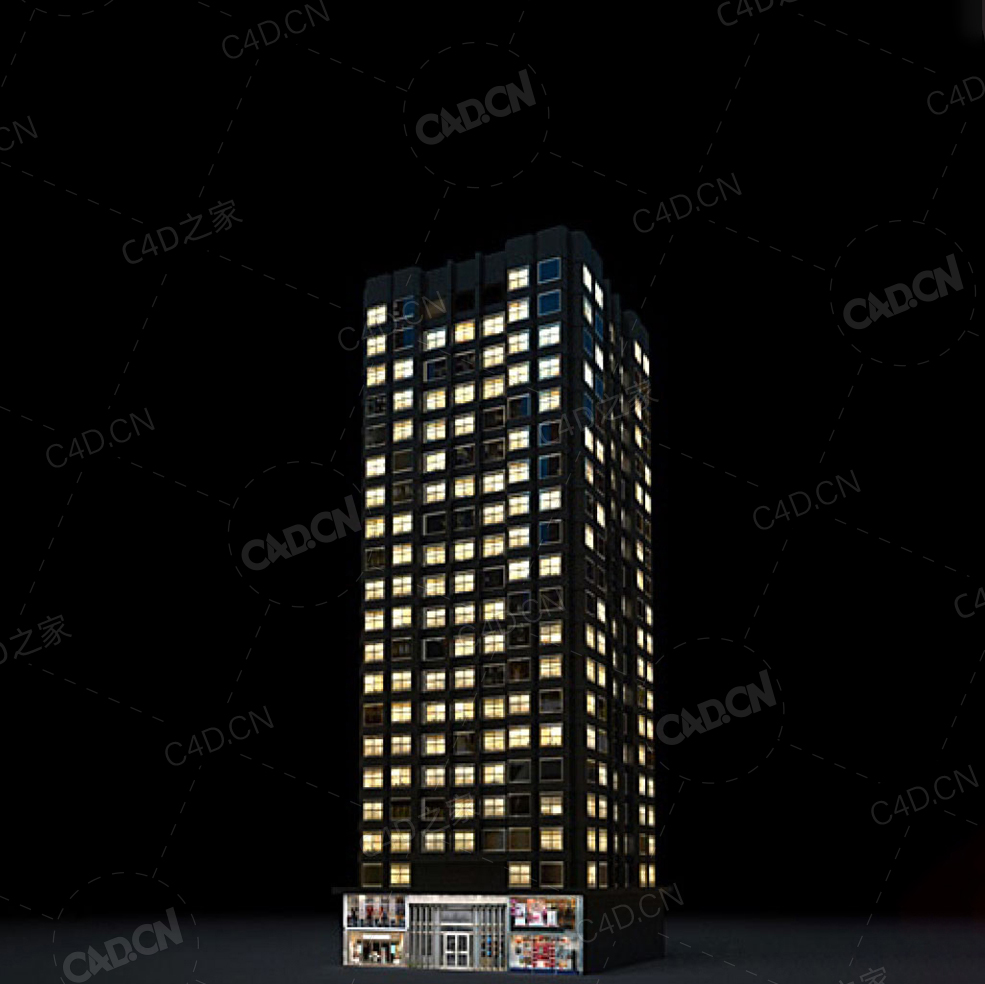 夜间摩天大楼办公楼写字楼C4D模型 Archmodels Vol.103_Night Skyscrapers - model-51 - C4D之家 - 51.jpg