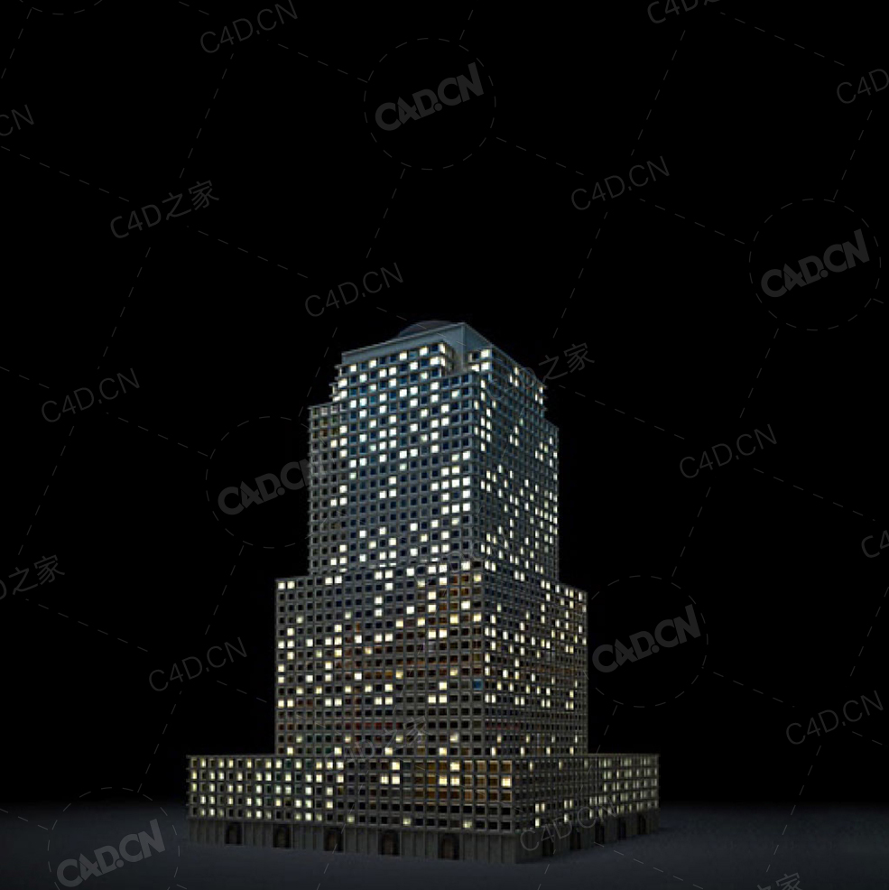 夜间摩天大楼办公楼写字楼C4D模型 Archmodels Vol.103_Night Skyscrapers - model-50