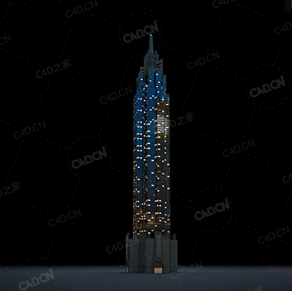 夜间摩天大楼办公楼写字楼C4D模型 Archmodels Vol.103_Night Skyscrapers - model-53