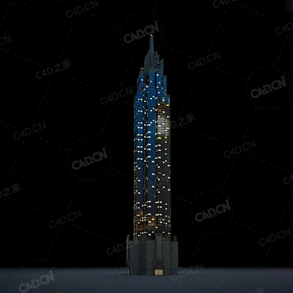 夜间摩天大楼办公楼写字楼C4D模型 Archmodels Vol.103_Night Skyscrapers - model-53