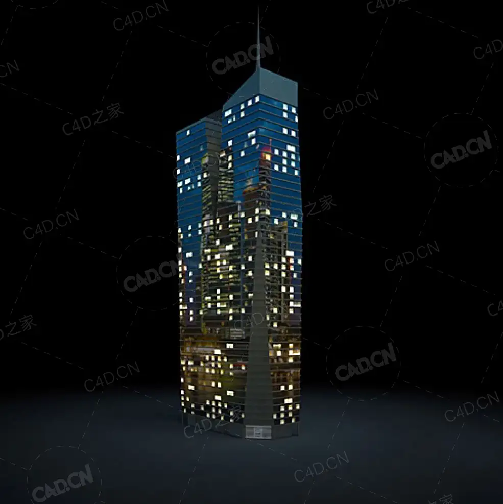 夜间摩天大楼办公楼写字楼C4D模型 Archmodels Vol.103_Night Skyscrapers - model-60