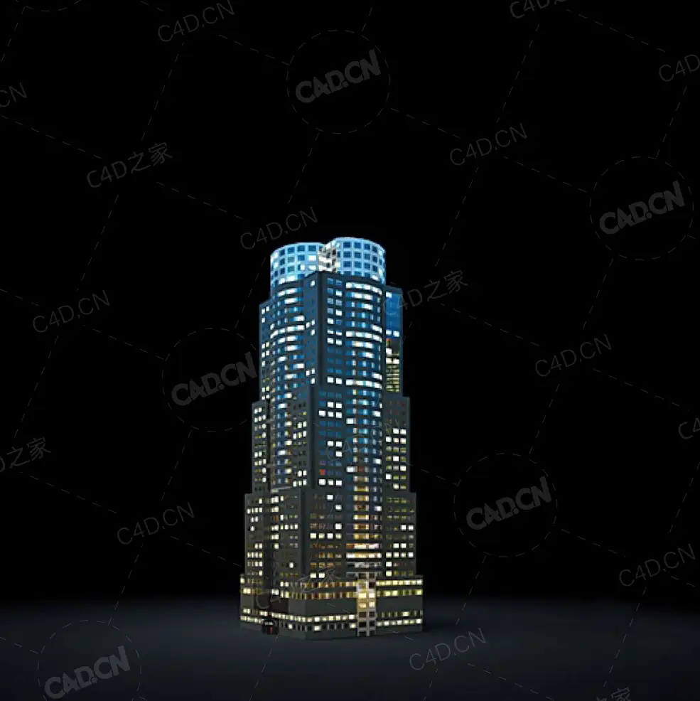 夜间摩天大楼办公楼写字楼C4D模型 Archmodels Vol.103_Night Skyscrapers - model-58