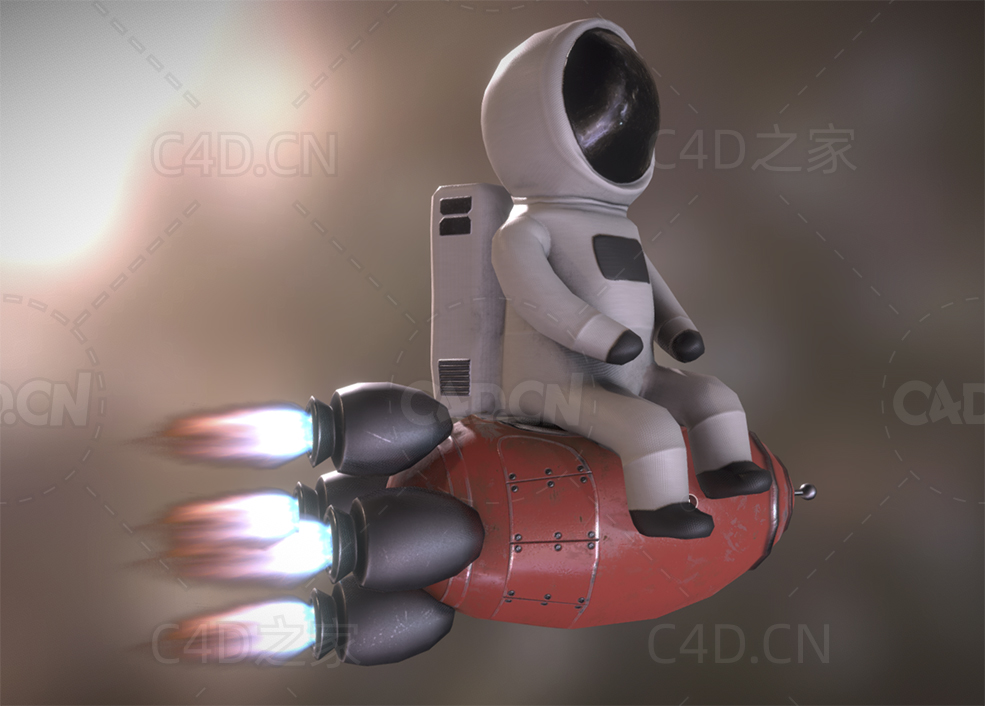 坐在火箭上的宇航员 cosmonaut-on-a-rocket - C4D之家 - 04.jpg
