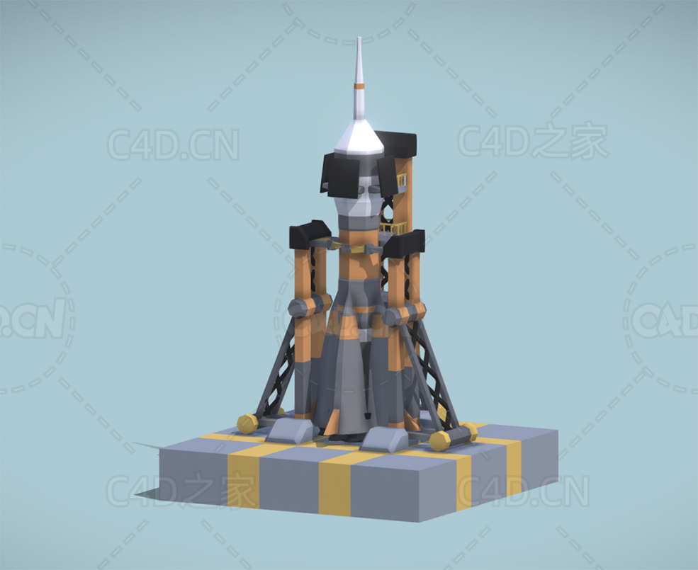 低面多边形火箭发射塔 rocket - C4D之家 - 24.jpg